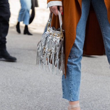 Ayrıntı çanta Milan kadın moda haftası