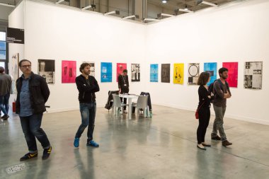 People visiting Miart 2017 in Milan, Italy clipart