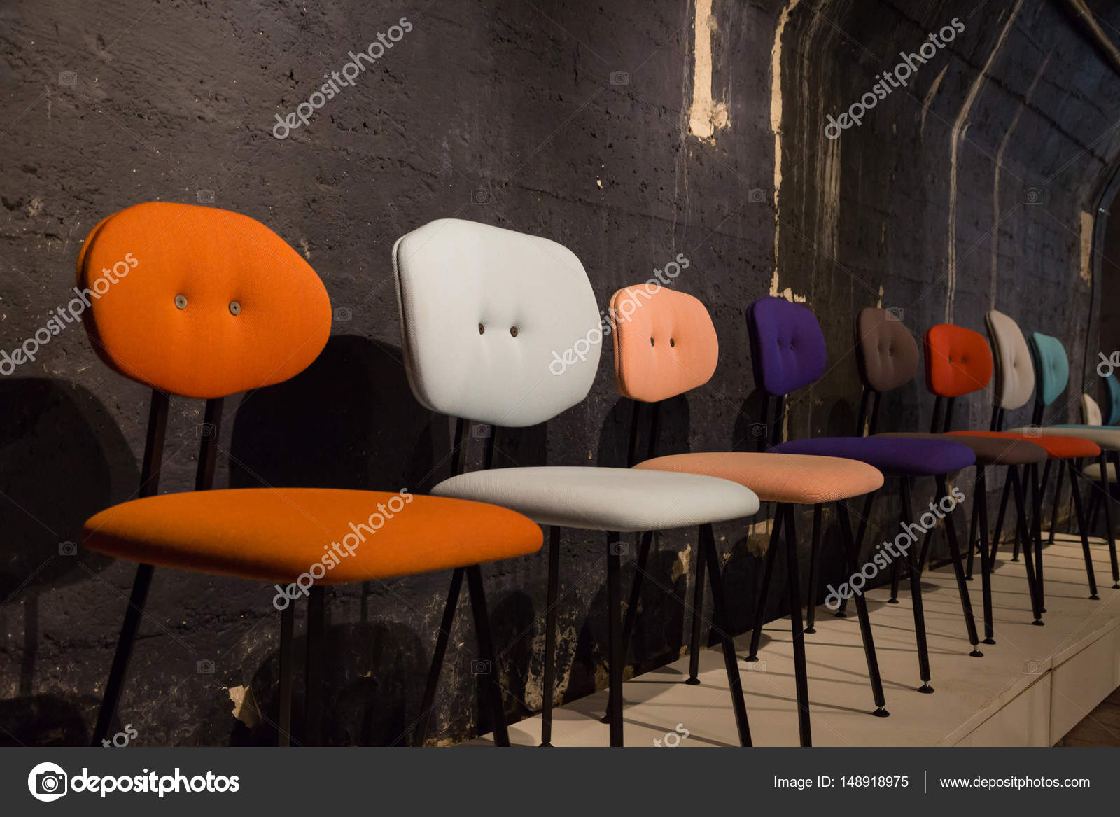 Chairs On Display At Fuorisalone 2017 In Milan Italy Stock