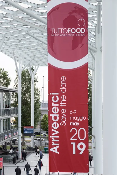 Znamení na Tuttofood 2017 v Miláně, Itálie — Stock fotografie