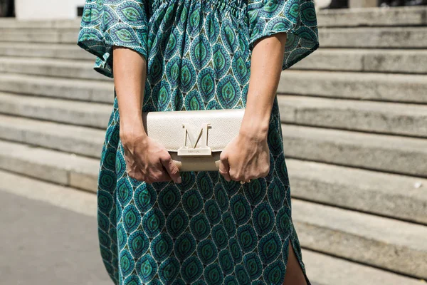 Szczegół torba męska Mediolan Fashion Week — Zdjęcie stockowe