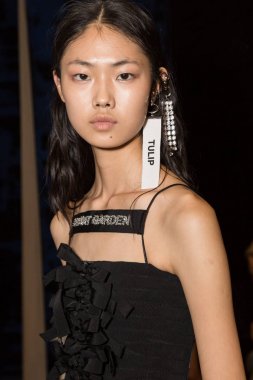 Muhteşem model backstage içinde poz