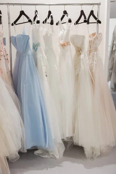 Dresses on display at Si Sposaitalia 2018 — Stock Photo, Image