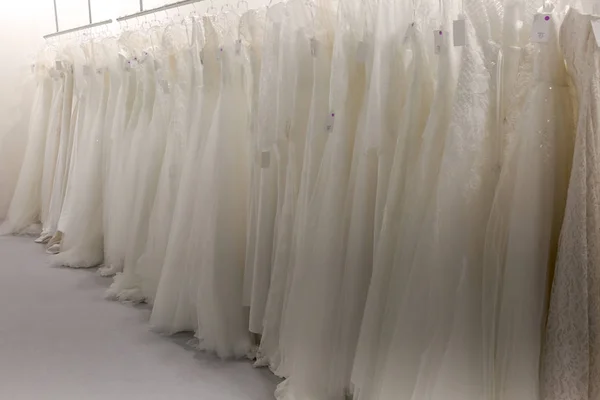 Dresses on display at Si Sposaitalia 2018 — Stock Photo, Image