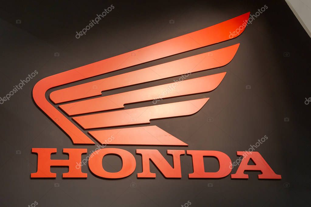MILAN, ITALY - NOVEMBER 5: Honda logo at EICMA, international motorcycle exhibition on NOVEMBER 5, 2019 in Milan.