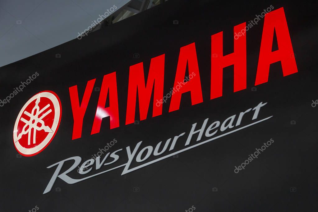 MILAN, ITALY - NOVEMBER 5: Yamaha logo at EICMA, international motorcycle exhibition on NOVEMBER 5, 2019 in Milan.