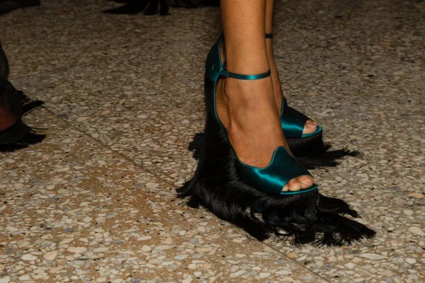 Milan Italy February Detail Shoes Backstage Just Cristiano Burani Show — Stock Photo, Image