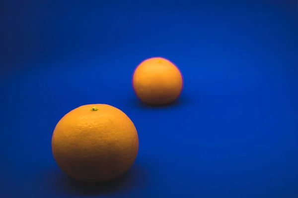 Tangerinas Sobre Fundo Azul — Fotografia de Stock