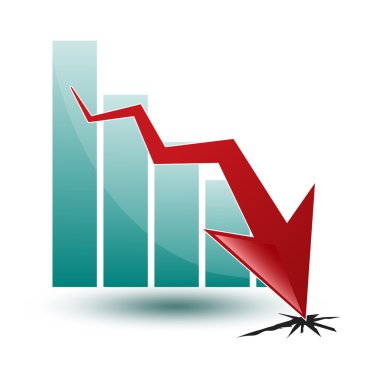 grafik ve gerileme içinde beyaz bir arka plan üzerindeki oku