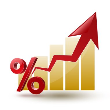 grafik ve gerileme içinde beyaz bir arka plan üzerindeki oku