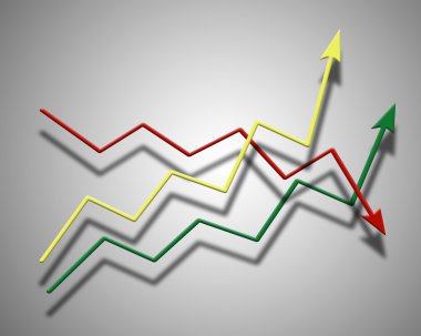 gri gradyan arka planı ve oklar şeklinde diyagramı