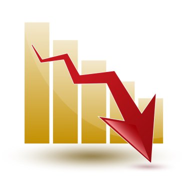 grafik ve gerileme içinde beyaz bir arka plan üzerindeki oku