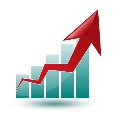 grafik ve devam eden beyaz bir arka plan üzerindeki oku