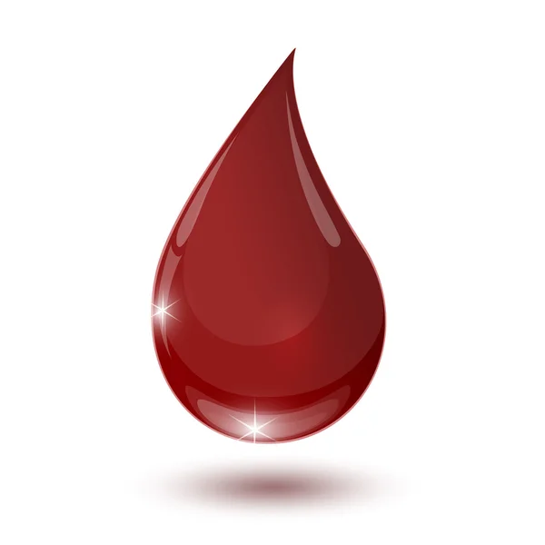 고립 된 혈액의 큰 광택 빨간색 드롭 — 스톡 벡터