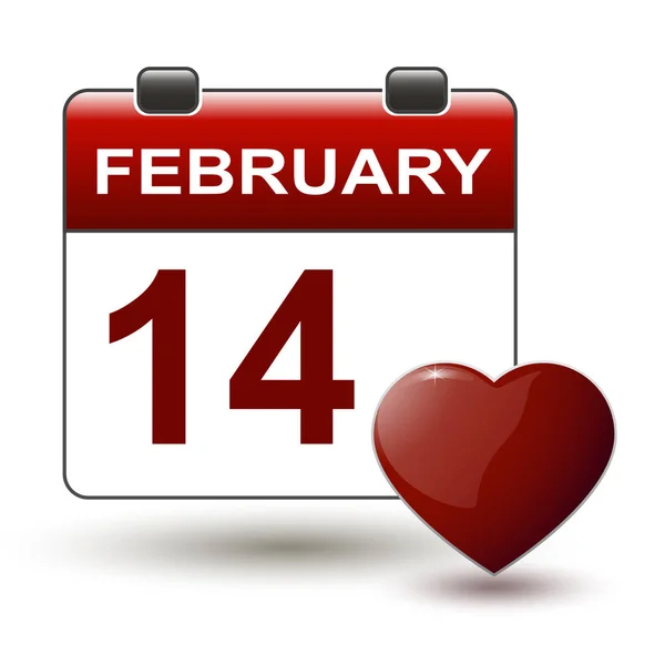 Calendario de desgarros con título 14 febrero — Archivo Imágenes Vectoriales