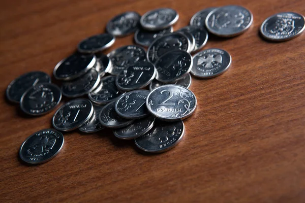 Monte de rublos russos moedas — Fotografia de Stock