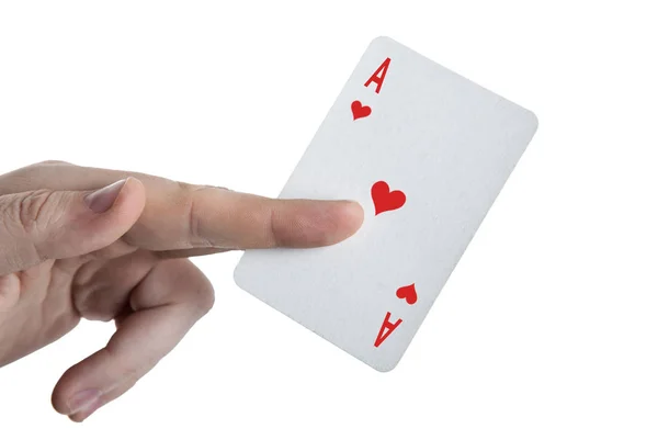 Human hand holding the ace of hearts — Stock Photo, Image