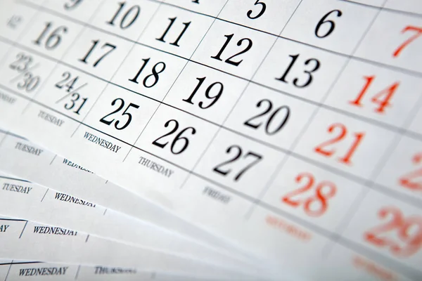 Pile of calendar sheets close up — Stock Photo, Image