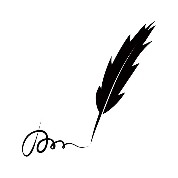 Grand stylo plume et signature noire — Image vectorielle