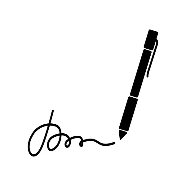 Grote zwarte pen en inscriptie handtekening — Stockvector