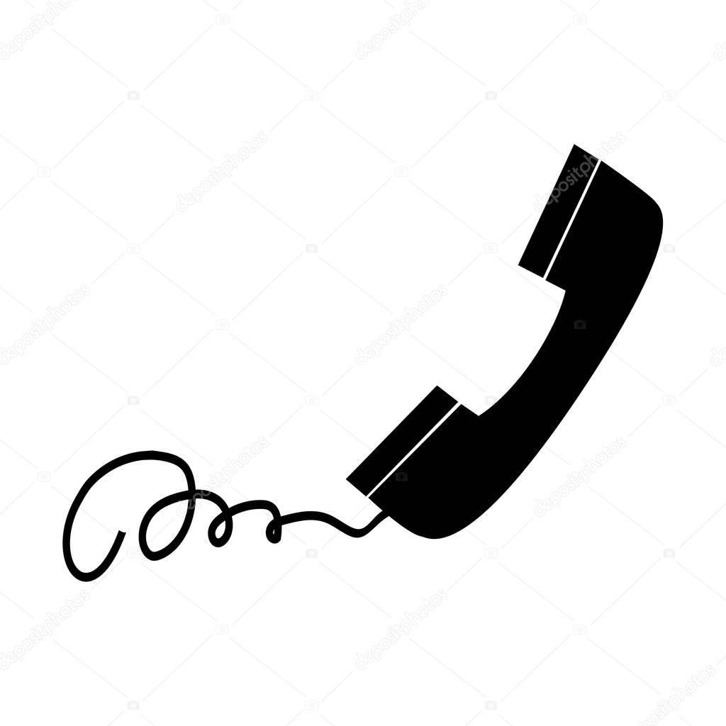 icon black cable telephone call concept