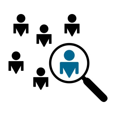 bir büyüteç ve erkeklerin bir siluet çizimi