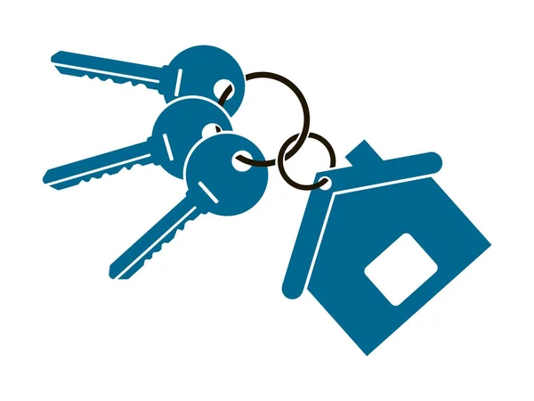 Три ключа от квартиры с брелоком в виде h — стоковый вектор