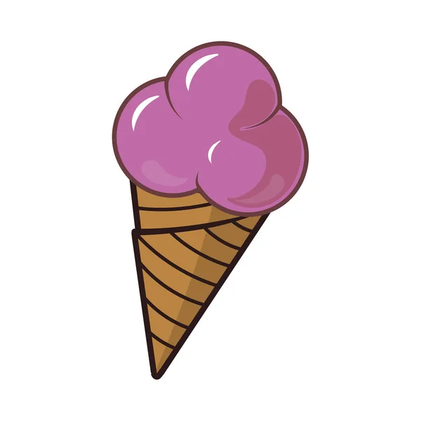 分離されたコーンで桜のアイスクリーム — ストックベクタ