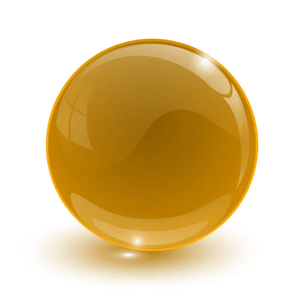 Amber glassy ball on white background — Stock Vector
