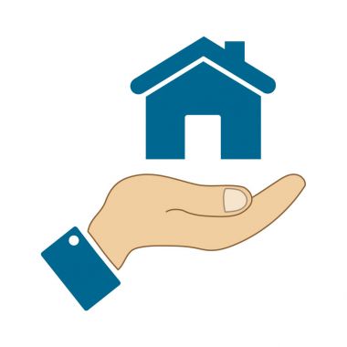 insan eli ile bir ev şeklinde simgeler