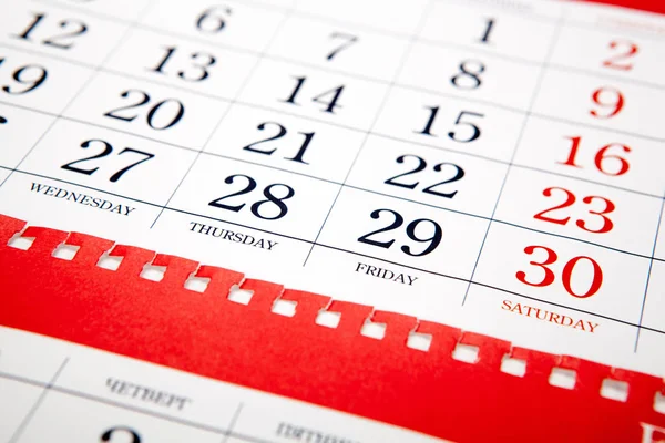 Velkou hromadu closeup červené zdi listy kalendáře — Stock fotografie