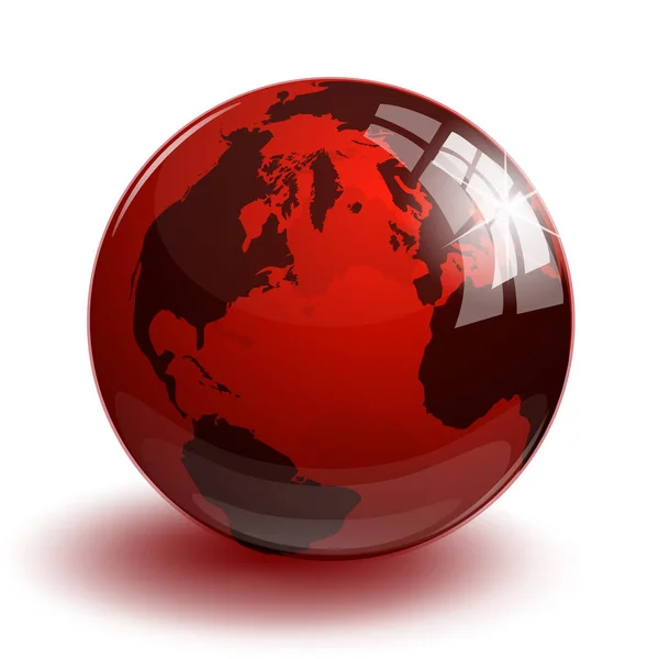 Red transparent glass earth globe on a white — Stock Vector