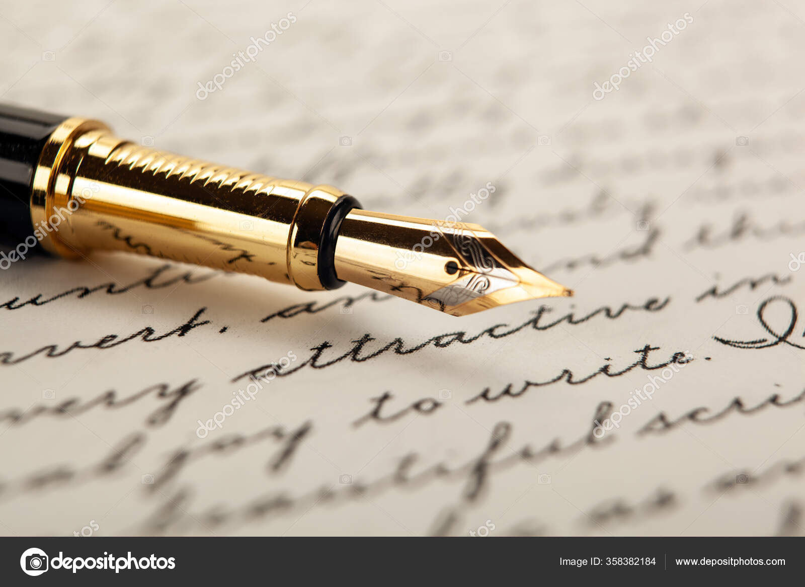 Fountain Pen Paper Ink Text Paper Closeup Stock Photo by ©mizar_219842  358382184