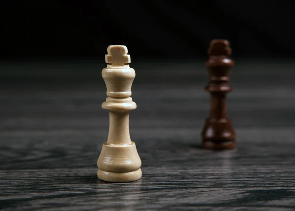 Chess Kings Wooden Background Closeup — Stock Photo, Image