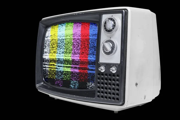 Einen Alten Röhrenfernseher Mit Ausgestrahlten Farbbalken Der Isoliert Auf Einem lizenzfreie Stockbilder