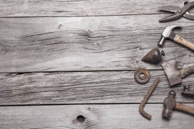Rustik bir arka plan gri ahır kurulu vintage araç sınırında.