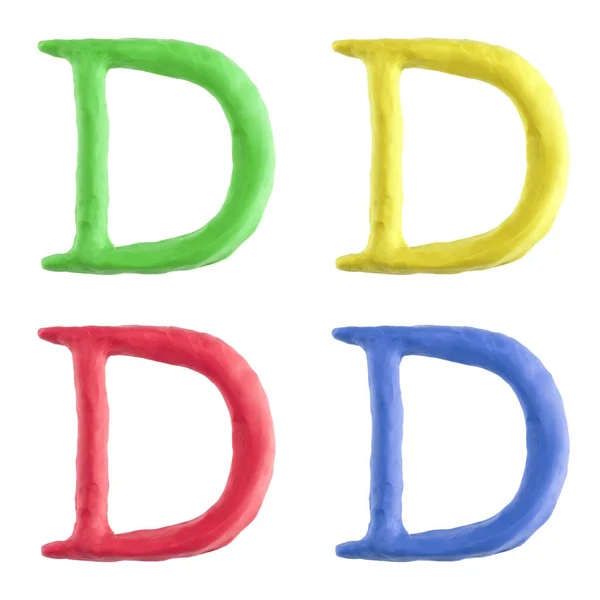 Una Letra Mayúscula Personalizada Hecha Mano Plastilina Cuatro Colores Diferentes —  Fotos de Stock