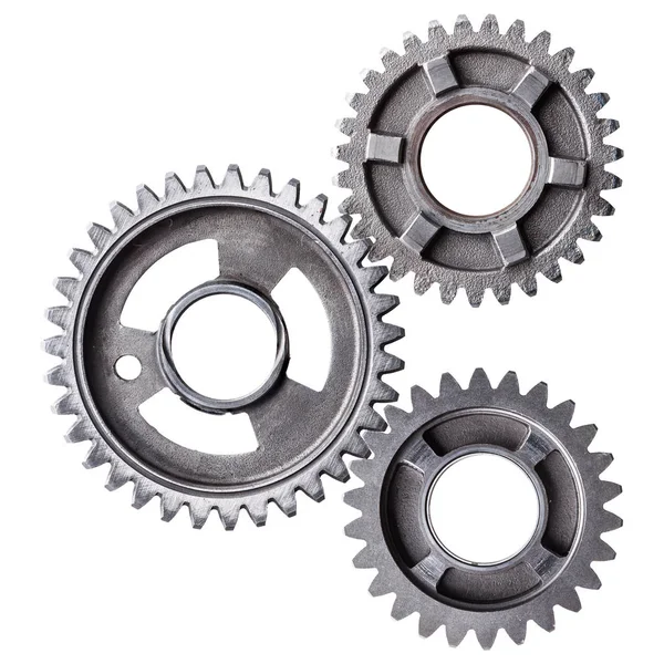 Bir küme üzerinde beyaz bir arka plan izole iç içe metal vites. 