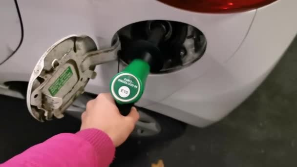 于2019年11月25日归还E10 95型燃料分配器 环境友好型欧洲燃料 Bosschenhoofd — 图库视频影像