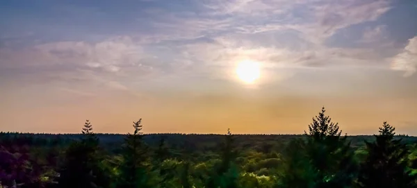 美丽的天际，美丽的天际，荷兰波士城公园，多彩的阳光普照的天空，乌云密布 — 图库照片