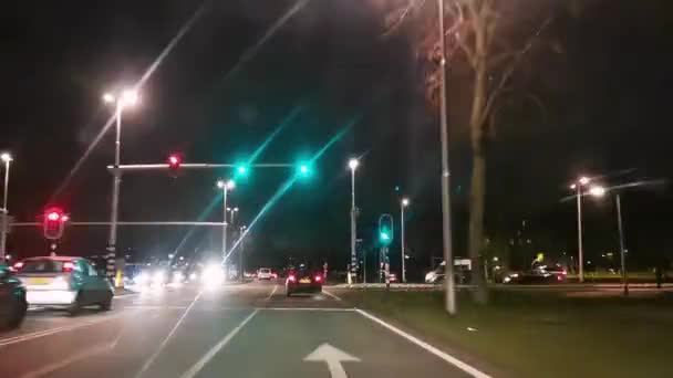 Tilburg City Hollanda Trafik Işıkları Olan Yollar Aralık 2019 — Stok video