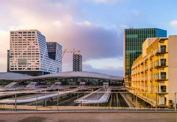 Mooie skyline op centraal station utrecht, 23 januari 2020 — Stockfoto