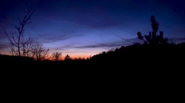 Rucphense Heide 'de gün batımı, Rucphen' de Heather manzarası, Hollanda, güzel doğa manzarası.