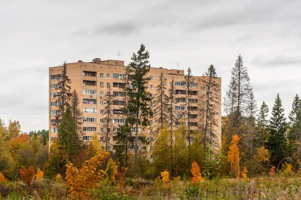 old Soviet architecture of residential buildings in secret area.