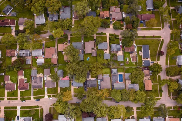 Vista aérea do bairro suburbano na América — Fotografia de Stock