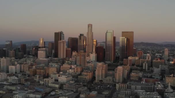 Flyover City Los Angeles California Sunrise — Stock Video