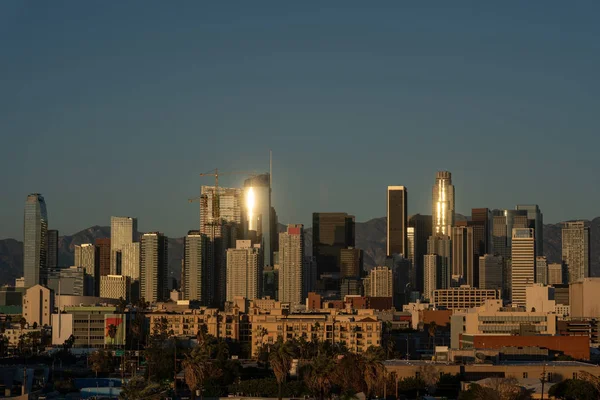 Los Angeles downtown bathing in the sunset light — 스톡 사진