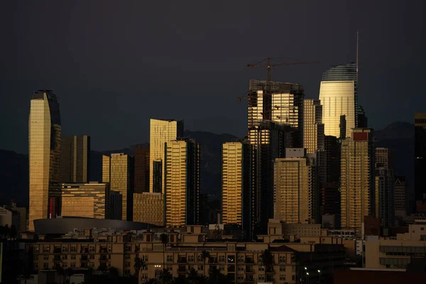 Close up shot of Los Angeles downtown after the sunset — 스톡 사진