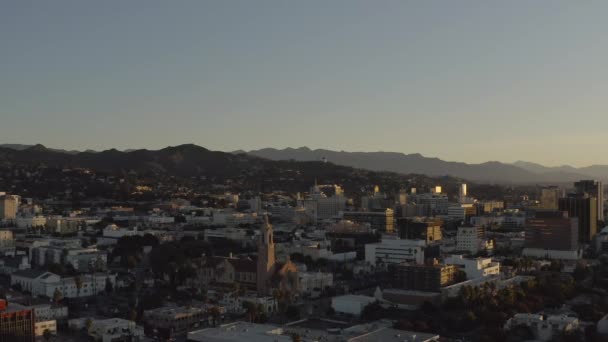 Inversione Aerea Hollywood California Durante Alba — Video Stock