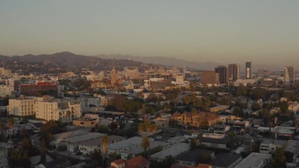 Drone Tiro Panorâmico West Hollywood Califórnia Pôr Sol — Vídeo de Stock